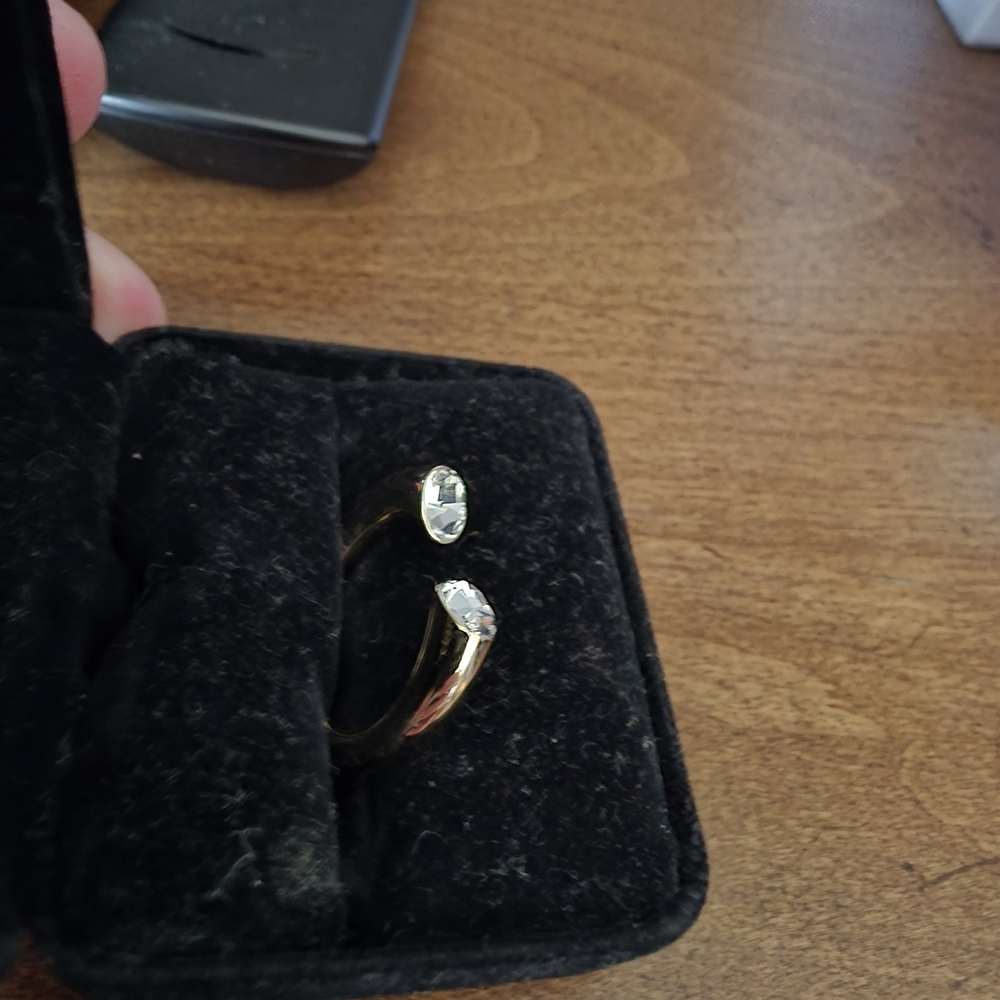 Calvin Klein Gold Open Band Ring with Clear Stones